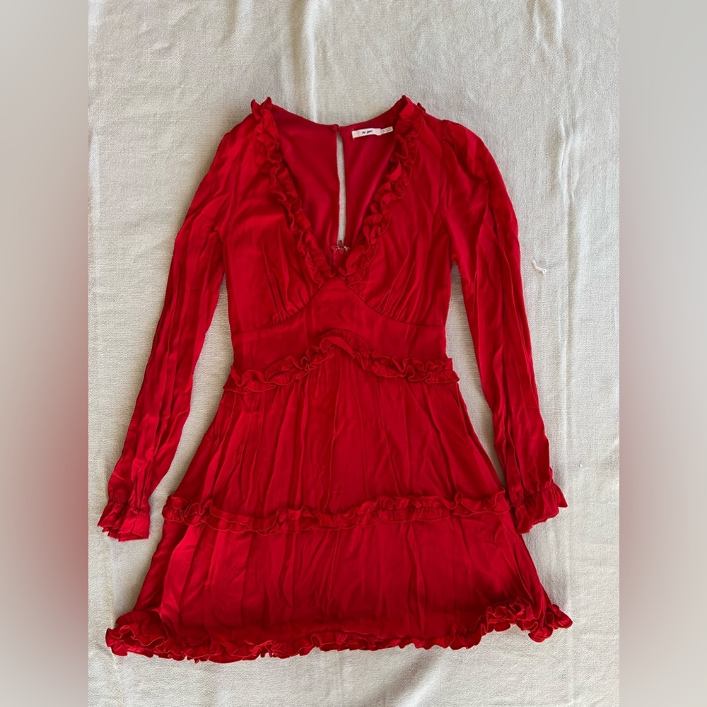 Francesca’s Mi Ami Long Sleeve Red Ruffle Dress